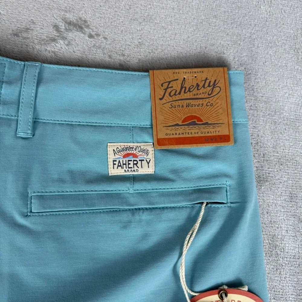 Faherty All-Day Shorts Mens 32 Turquoise Sky 9